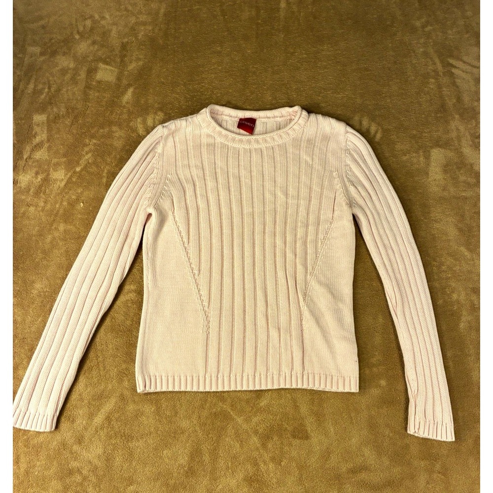 VTG Olsen Womens Sweater Small Baby Pink Rib-Knit Crewneck Y2K/90s Minimalist